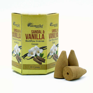 Pack of 10 Masala Backflow Incense - Sandalwood & Vanilla Aroma